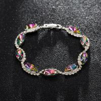 Vještački dijamant Narukvica, s Cink Alloy, pozlaćen, Zaštita od zračenja & za žene & faceted, više boja za izbor, 10mm, Dužina Približno 7.87 inčni, Prodano By PC