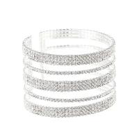 Rhinestone Cuff Bangle, med Messing, forgyldt, for kvinde, flere farver til valg, 43mm, Indvendig diameter:Ca. 55mm, Solgt af PC