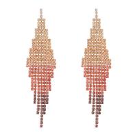 Fashion Fringe Boucles d'oreilles, strass, avec laiton, glandpompon, Placage, dégradé de couleur & pour femme, plus de couleurs à choisir, 23x92mm, Vendu par paire