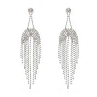 Fashion Fringe Boucles d'oreilles, strass, avec laiton, glandpompon, Placage, pour femme, plus de couleurs à choisir, 31x126mm, Vendu par paire