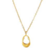 Collier d'acier titane, avec 1.97 chaînes de rallonge, ellipse, Placage de couleur d'or, bijoux de mode, doré, 12.20x18.70mm, Longueur 17.72 pouce, Vendu par PC