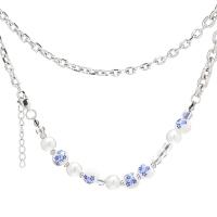 Collier en cristal, Acier titane, avec Plastique ABS perle & porcelaine & cristal, avec 1.97 chaînes de rallonge, Placage de couleur argentée, unisexe & styles différents pour le choix, couleurs mélangées, Longueur 21.26 pouce, Vendu par PC