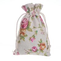 Cotton Fabric Drawstring Bag Rectangle printing durable mixed colors Sold By Bag