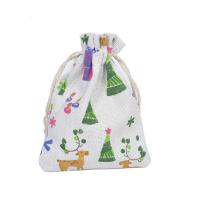 Tissu en coton Sac drawstring, rectangle, impression, durable & normes différentes pour le choix, couleurs mélangées, 100PC/sac, Vendu par sac