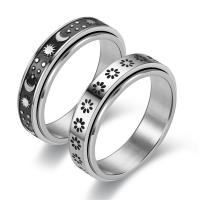 Titanium Čelik Finger Ring, srebrne boje pozlaćen, različite veličine za izbor & različitih stilova za izbor & emajl, 6mm, Prodano By PC