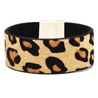 PU Cord Náramky, s Zinek, tisk, různé barvy a vzor pro výběr & Děvče & vzor leopard, 185x26mm, Prodáno By PC