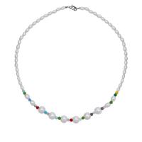 Seed verre collier de perles, alliage de zinc, avec Seedbead & cristal & perle de plastique, avec 1.97inch chaînes de rallonge, bijoux de mode & unisexe & styles différents pour le choix, protéger l'environnement, sans nickel, plomb et cadmium, Longueur Environ 14.17 pouce, Vendu par PC