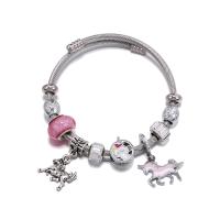 Partículas de acero Brazalete, con Cristal de murano & aleación de zinc, para mujer & esmalte, más colores para la opción, 50-60mm, Vendido por UD