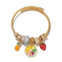 304 roestvrij staal Manchet Bangle, met Hars & Zinc Alloy, fruit, uniseks & glazuur & met strass, meer kleuren voor de keuze, 50-60mm, Verkocht door PC