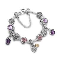 European Bracelet Zinc Alloy with Lampwork plated for woman & with rhinestone mixed colors Sold By PC