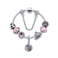 European armband, Zinc Alloy, met Lampwork, plated, voor vrouw & glazuur & met strass, gemengde kleuren, Verkocht door PC