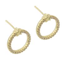 Cubic Zirconia Micro Pave Brass Earring gold color plated fashion jewelry & micro pave cubic zirconia & for woman golden Sold By Lot