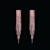 Fringe pendientes de la manera, diamantes de imitación, borla, gradiente de color & para mujer, más colores para la opción, 15x98mm, Vendido por Par