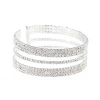 Rhinestone Chufa Bangle, le Prás, plátáilte, do bhean, dathanna níos mó le haghaidh rogha, Trastomhas Istigh:Thart 55mm, Díolta De réir PC