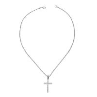 Collier d'acier titane, croix, unisexe & pavé de micro zircon, couleur originale, 22.10x37.70mm, Longueur Environ 19.7 pouce, Vendu par PC