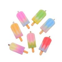 Hars hanger, met Ijzer, Ice Cream, silver plated, kleur voor de kleurovergang & DIY, meer kleuren voor de keuze, 42x15x5mm, 100pC's/Bag, Verkocht door Bag