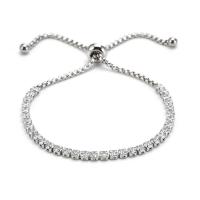 Tíotáiniam Cruach Bracelet, Cruach Tíotáiniam, le Ciúbach Zirconia, dath airgid plated, do bhean, airgid, Fad 7.48 Inse, Díolta De réir PC