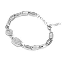 Pulseira de aço titânio, Partículas de aço, with 1.57 extender chain, cromado de cor prateada, para mulher, prateado, comprimento 6.10 inchaltura, vendido por PC