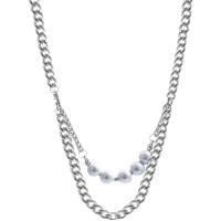 Kunststof parel ketting, met Plastic Pearl, met 1.96inch extender keten, Dubbele laag & mode sieraden & voor vrouw, Lengte Ca 15.7 inch, Verkocht door PC