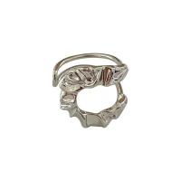 Zinc Alloy Manchet Finger Ring, Letter U, silver plated, verstelbaar & voor vrouw & hol, nikkel, lood en cadmium vrij, Maat:6-8, Verkocht door PC