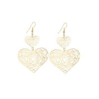 Zinc Alloy Øreringe, Heart, forgyldt, for kvinde & hule, flere farver til valg, 80mm, Solgt af par