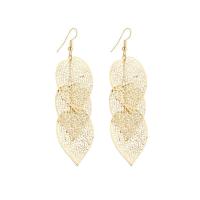 Sinc Alloy Earrings, Leaf, plátáilte, do bhean & log, dathanna níos mó le haghaidh rogha, 92mm, Díolta De réir Péire