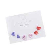 alliage de zinc Stud Set, coeur, vernis au four, trois pièces & pour femme, protéger l'environnement, sans nickel, plomb et cadmium, 10mm, Vendu par fixé