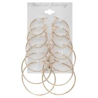 Zinc Alloy Hoop Earring, zinklegering hoop øreringe, for kvinde, flere farver til valg, 6par/sæt, Solgt af sæt