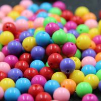 Opaque Acrylic Beads Round injection moulding DIY mixed colors Sold By Bag