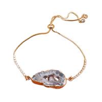 Bracelet cubique en laiton zircon pavent, avec Agate, unisexe & pavé de micro zircon, couleurs mélangées, 33x30mm, Longueur Environ 21 cm, Vendu par PC