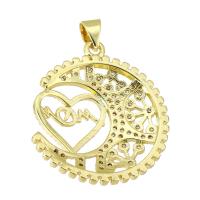 Cubic Zirconia Micro Pave Brass Pendant gold color plated fashion jewelry & DIY & micro pave cubic zirconia golden Approx 3mm Sold By Lot