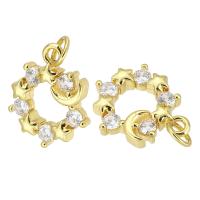 Cubic Zirconia Micro Pave bronze Pingente, cobre, cromado de cor dourada, joias de moda & DIY & micro pavimento em zircônia cúbica, dourado, 14x17x3mm, Buraco:Aprox 3mm, 10PCs/Lot, vendido por Lot