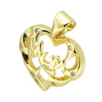 Cubic Zirconia Micro Pave Brass Pendant Heart gold color plated fashion jewelry & DIY & micro pave cubic zirconia golden Approx 3mm Sold By Lot