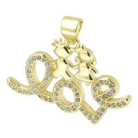 Cubic Zirconia Micro Pave Brass Pendant gold color plated fashion jewelry & DIY & micro pave cubic zirconia golden Approx 3mm Sold By Lot