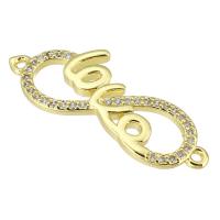 Cubic Zirconia Micro Pave Brass Connector gold color plated fashion jewelry & DIY & micro pave cubic zirconia golden Approx 2mm Sold By Lot