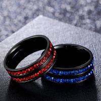 Partículas de acero anillo, pulido, Joyería & unisexo & diverso tamaño para la opción & con diamantes de imitación, más colores para la opción, 8mm, Vendido por UD