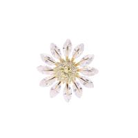 Cubic Zirconia Broche, metal, Flor, chapado en oro real, micro arcilla de zirconia cúbica & para mujer, libre de níquel, plomo & cadmio, 35x35mm, 10PCs/Grupo, Vendido por Grupo