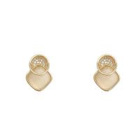 Pendientes de Perno de Aleación de Zinc, con Ojo de gato, aleación de cinc aguja de pendiente, chapado, para mujer & con diamantes de imitación, dorado, 5-25mm, Vendido por Par