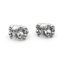 Zink Alloy Finger Ring, Skull, plated, Justerbar & för kvinna, silver, 17mm, Säljs av PC