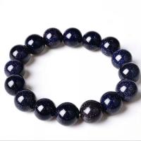 Natural Blue Goldstone Pulseiras, Arenito Azul, unissex & anti-fadiga, azul, comprimento Aprox 18 cm, vendido por PC