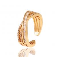 cobre Cuff Ring Finger, Mau-olhado, cromado de cor dourada, micro pavimento em zircônia cúbica & para mulher, dourado, níquel, chumbo e cádmio livre, 22mm, vendido por PC