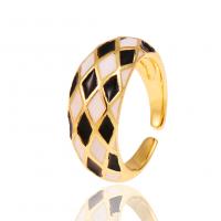 Messing Manchet Finger Ring, gold plated, voor vrouw & glazuur, gouden, nikkel, lood en cadmium vrij, 21mm, Verkocht door PC