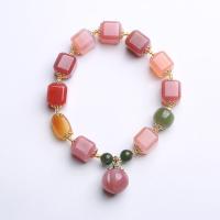 Agate salée bracelet, avec Hetian Jade & chalumeau & laiton, bijoux de mode & pour femme, 10x11mm, Vendu par Environ 5.51-6.5 pouce brin