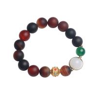 Traumhafter Achat Beten Perlen Armband, mit Grüner Achat & Weißer Achat & Zinklegierung, Modeschmuck & für Frau, 12mm, verkauft per ca. 5.51-6.3 ZollInch Strang