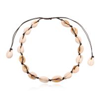 Shell Kettingen, Schelp, met Textiel binnenwerk Cord, Schelp, handgemaakt, mode sieraden & voor vrouw, meer kleuren voor de keuze, 18-25mm, Lengte Ca 14.5-28.3 inch, Verkocht door PC