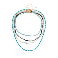 Mode Multi laag ketting, Seedbead, met Zinc Alloy, gold plated, multilayer & voor vrouw, Lengte Ca 13.7 inch, Ca 15.7 inch, Ca 17.7 inch, Ca 19.7 inch, Verkocht door PC