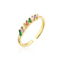 Messing Manchet Finger Ring, gold plated, Verstelbare & micro pave zirconia & voor vrouw, 18mm, Verkocht door PC