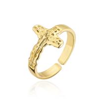 Messing Manchet Finger Ring, gold plated, Verstelbare & voor vrouw, 18mm, Verkocht door PC