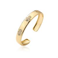 Messing Manchet Bangle, gold plated, Verstelbare & verschillende stijlen voor de keuze & micro pave zirconia & voor vrouw & hol, 58mm, Verkocht door PC