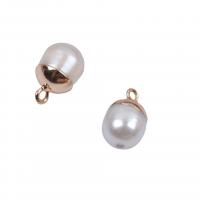 Freshwater Pearl Vedhæng, Ferskvandsperle, med Zinc Alloy, du kan DIY, hvid, 8x11mm, Solgt af PC